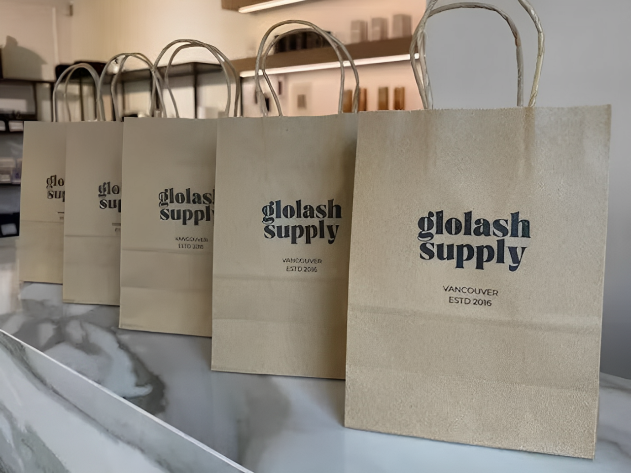 Rubber stamp pattern on packaging bag