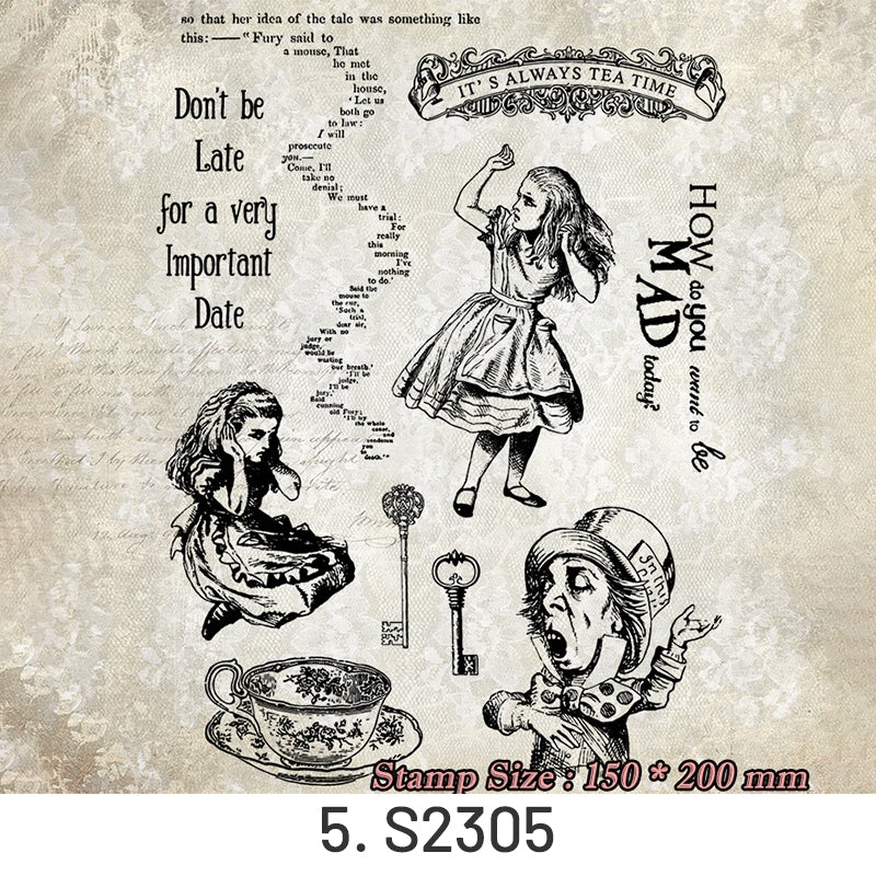 Alice in Wonderland Clear Silicone Stamps - Characters, Text1 sku-5