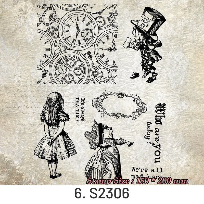 Alice in Wonderland Clear Silicone Stamps - Characters, Text1 sku-6