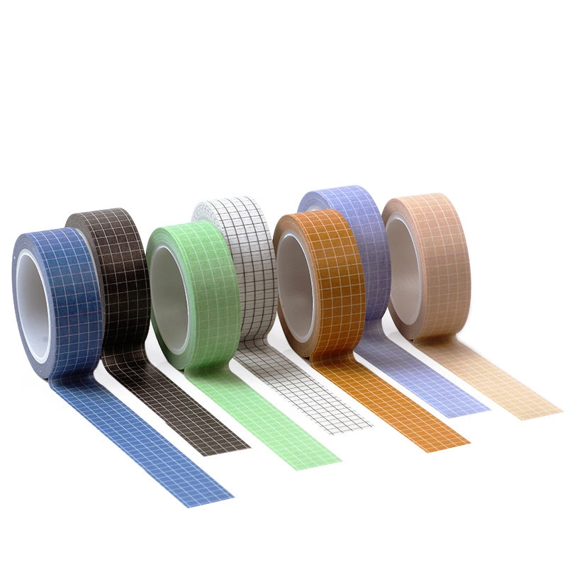 8 Rolls solid color grid basic washi tape set journal tape for