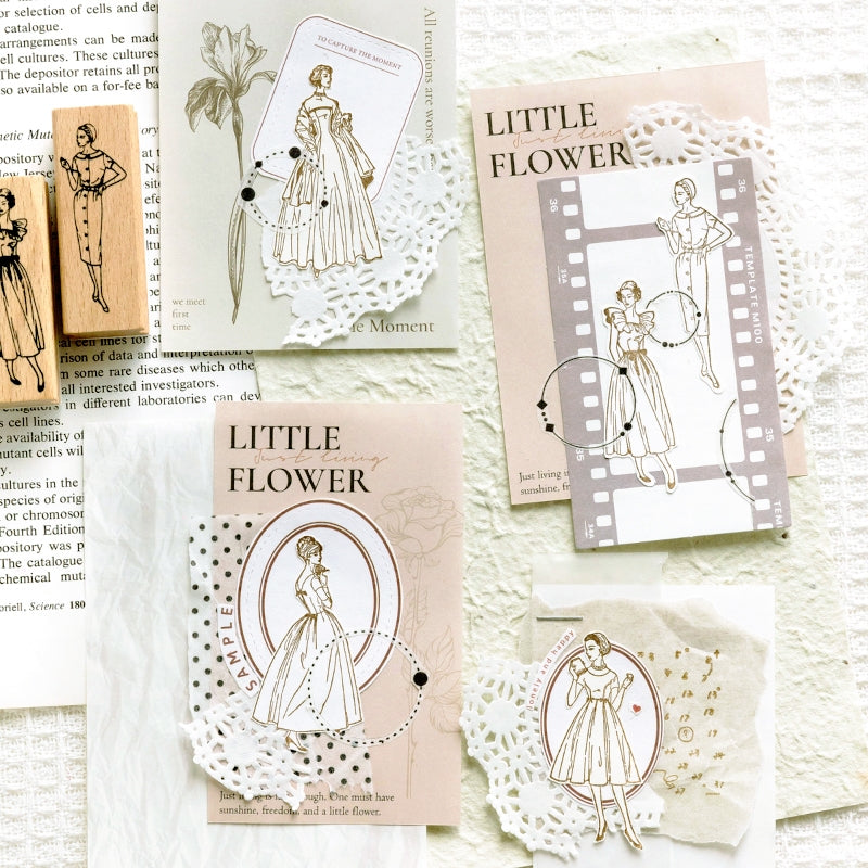 Beauties in Old Dreams Retro Characters Wooden Rubber Stamp b3