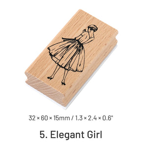 Beauties in Old Dreams Retro Characters Wooden Rubber Stamp sku-5
