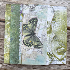 Butterfly and Lush Green Forest Handmade Junk Journal Folio Kit - Stamprints1
