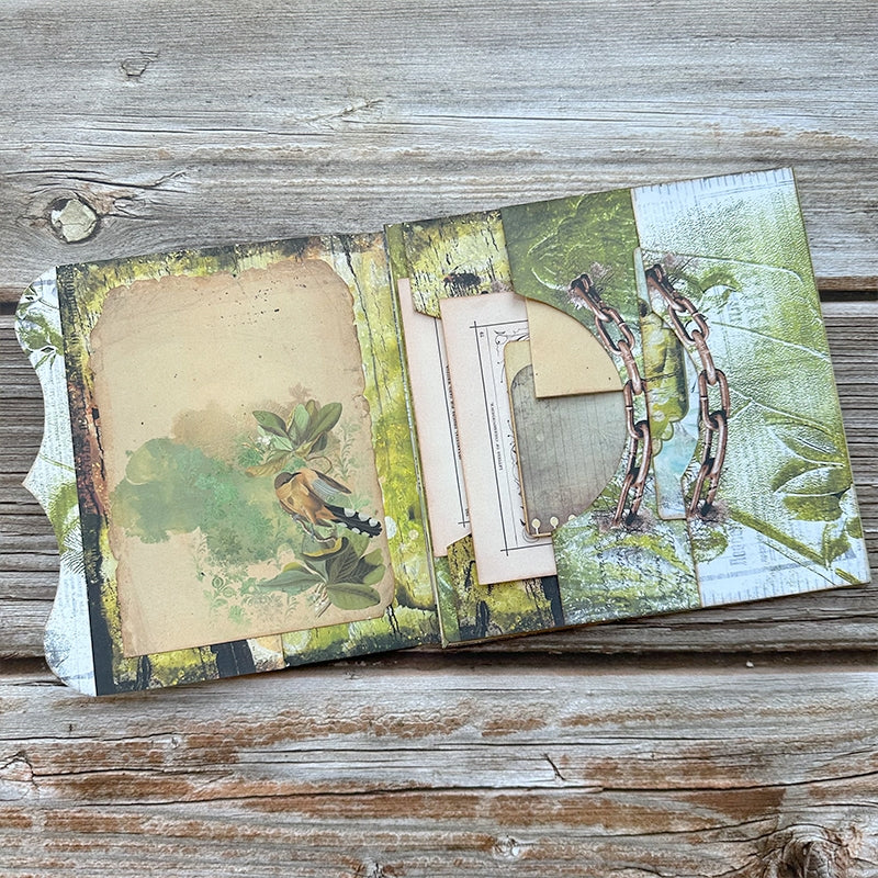 Butterfly and Lush Green Forest Handmade Junk Journal Folio Kit - Stamprints