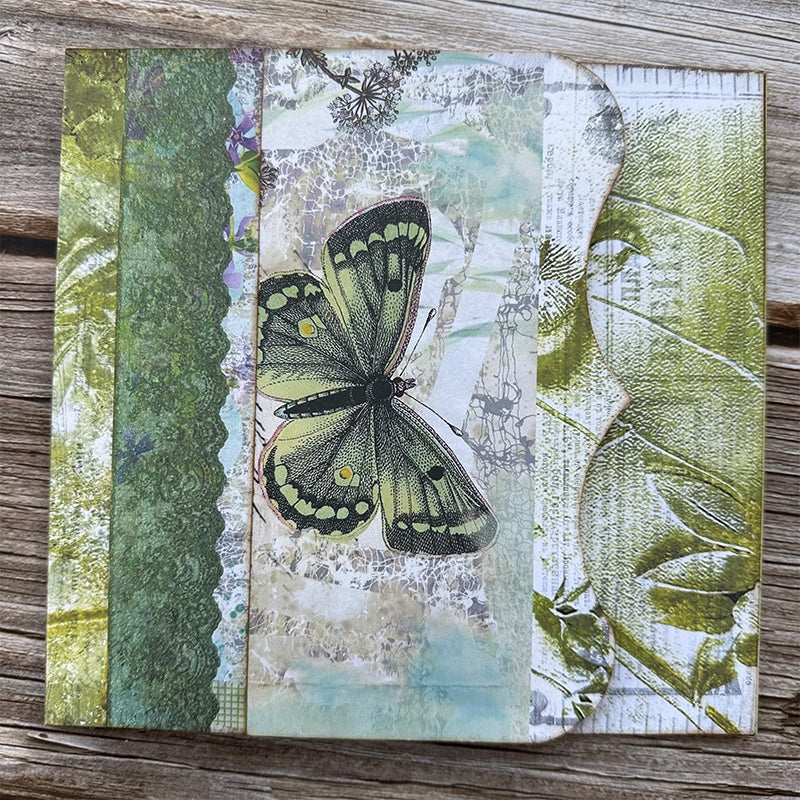 Butterfly and Lush Green Forest Handmade Junk Journal Folio Kit - Stamprints7