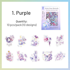 Butterfly Holographic PET Stickers - Rose, Tulip sku-1