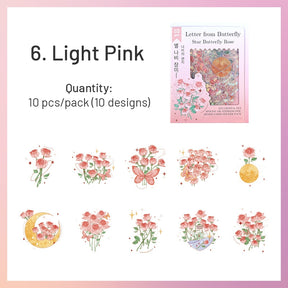 Butterfly Holographic PET Stickers - Rose, Tulip sku-6