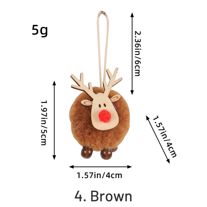 Cartoon Christmas Deer Pom Pom Pendant sku-4