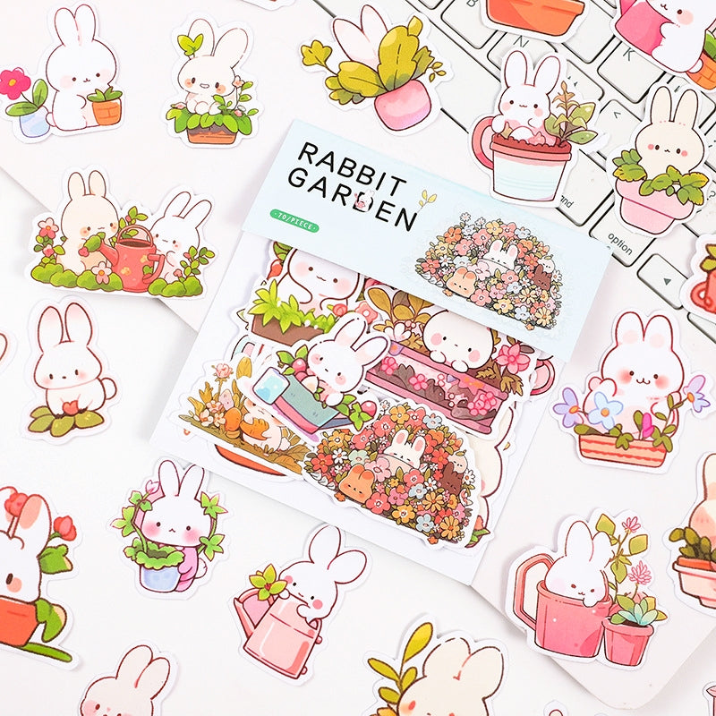 Cartoon Rabbit Garden Stickers - 70PCS b