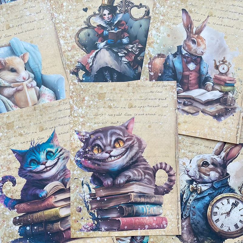 Character Theme Handmade Scrapbook Paper - Alice, Animals - Stamprints2