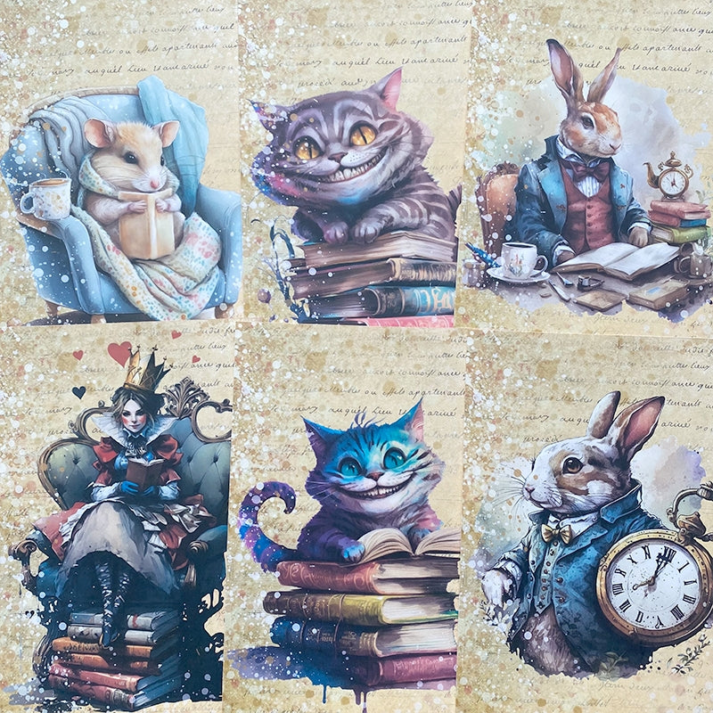 Character Theme Handmade Scrapbook Paper - Alice, Animals - Stamprints5