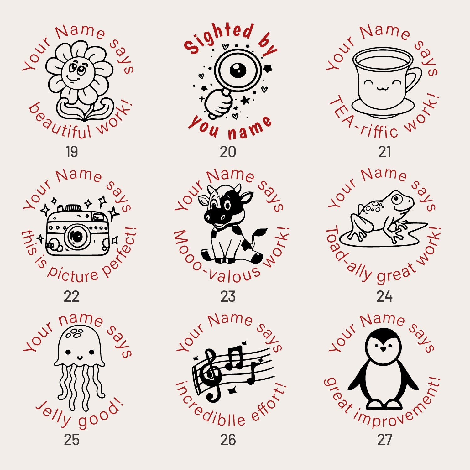 Children's Day Custom Cartoon Rubber Stamp (27 Designs)sku19-27