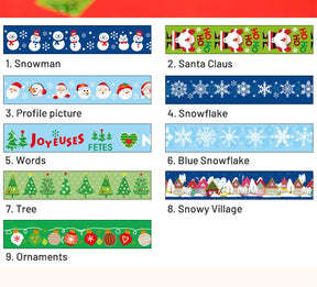 Christmas Cartoon Washi Tape - Ornaments, Snowflake, Snowman, Tree, Words 5Christmas Cartoon Washi Tape - Ornaments, Snowflake, Snowman, Tree, Words9