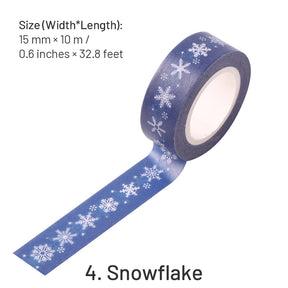 Christmas Cartoon Washi Tape - Ornaments, Snowflake, Snowman, Tree, Words sku-4