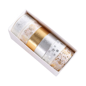 Christmas Gold and Silver Foil Basic Washi Tape Set (6 Rolls) b4
