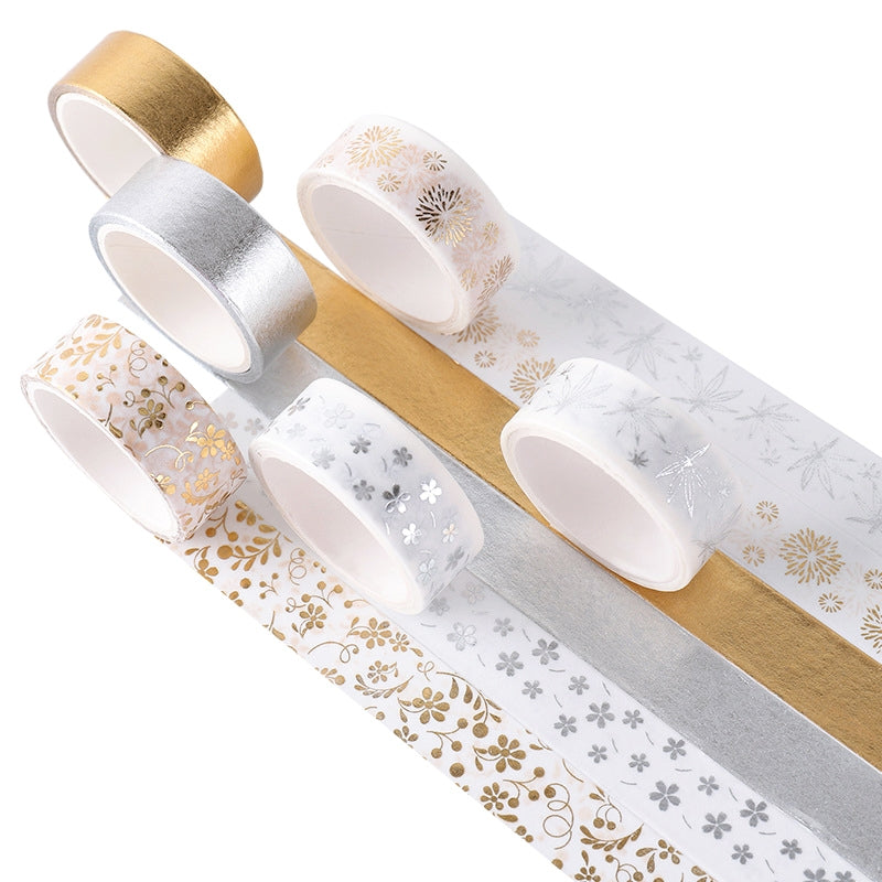 Tape - Christmas Gold and Silver Foil Basic Washi Tape Set (6 Rolls)