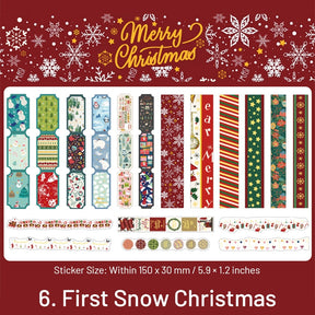 Christmas Long Gold Foil Stickers - Trees, Snowmen, Greetings, Santa Claus sku-6