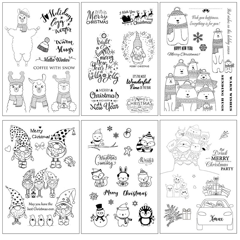 Christmas Silicone Rubber Stamps - Greetings, Animals, Characters a
