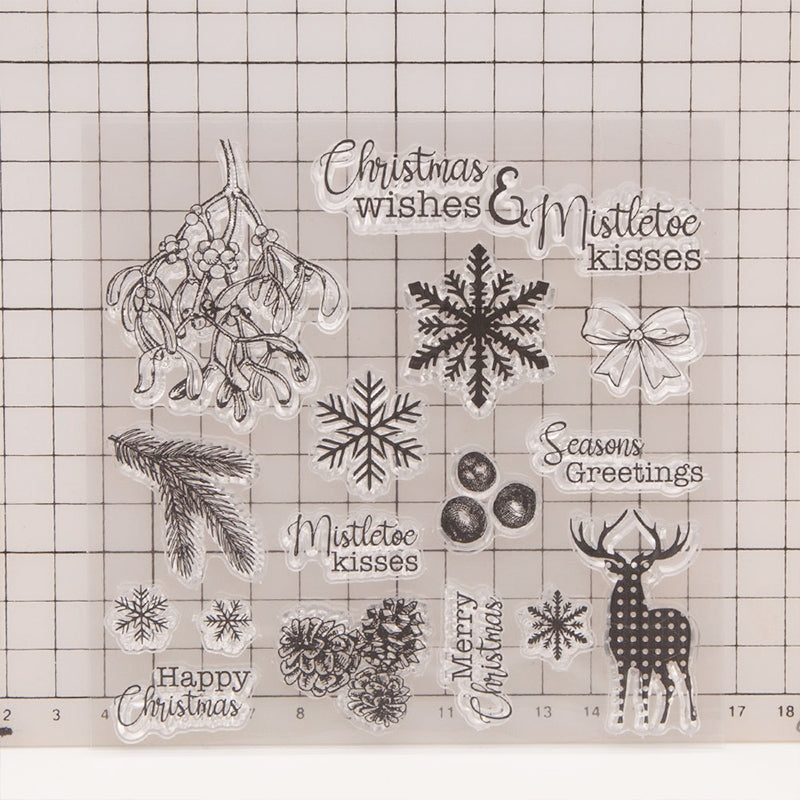 Christmas Silicone Rubber Stamps - Snowflakes, Plants, Reindeer b2