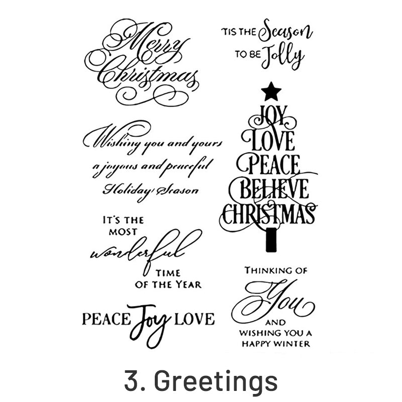 Christmas Clear Silicone Stamps - Tree, Words, Blessings, Penguin8