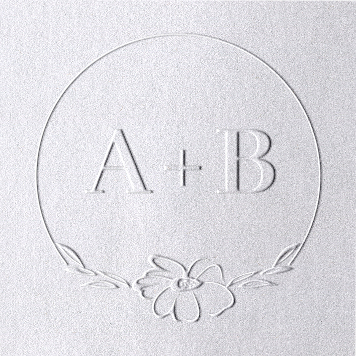 Custom Blossom Wedding Monogram Initial Embosser 10
