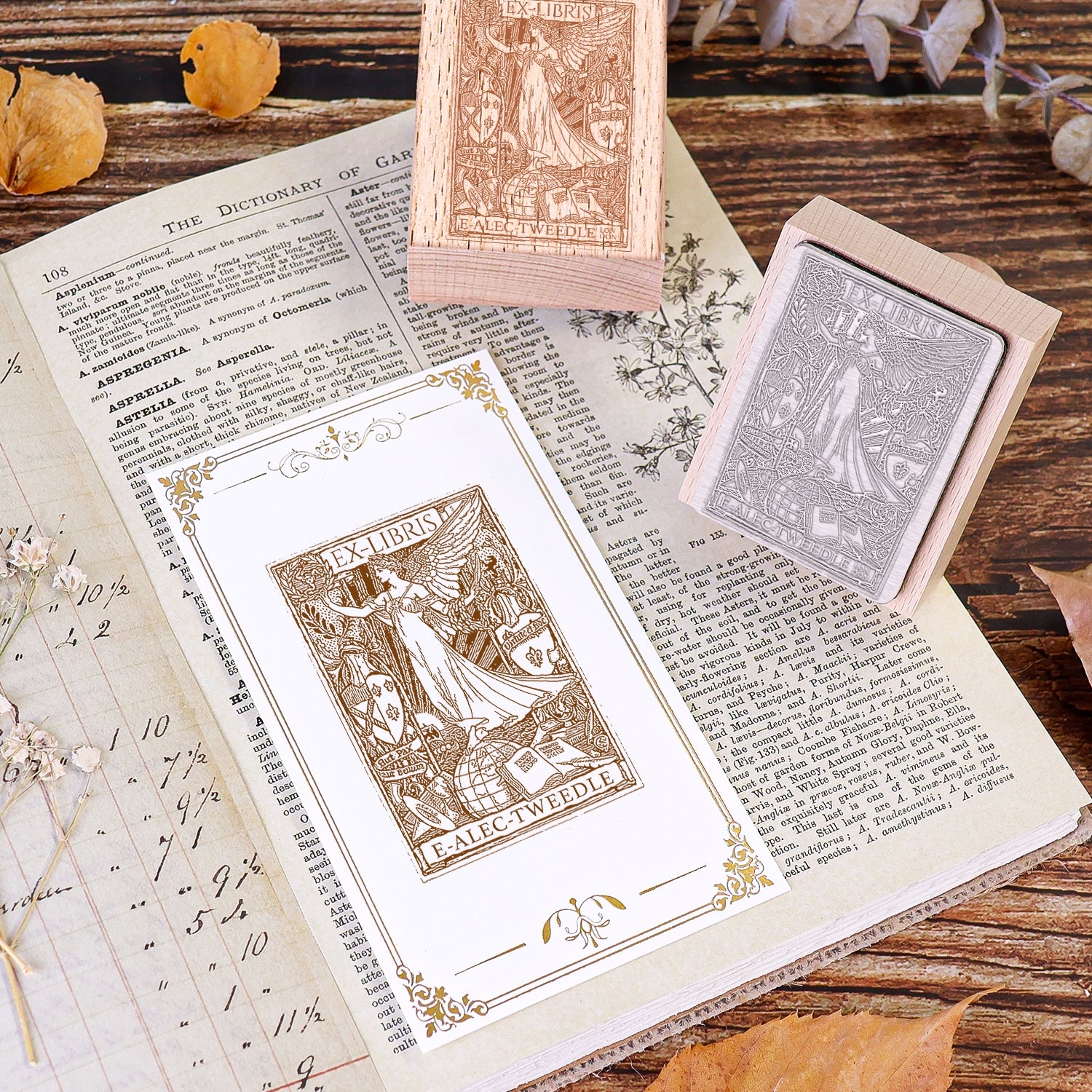 Holy Angel Ex Libris Custom Book Stamp Wooden Rubber Stamper Stamprints