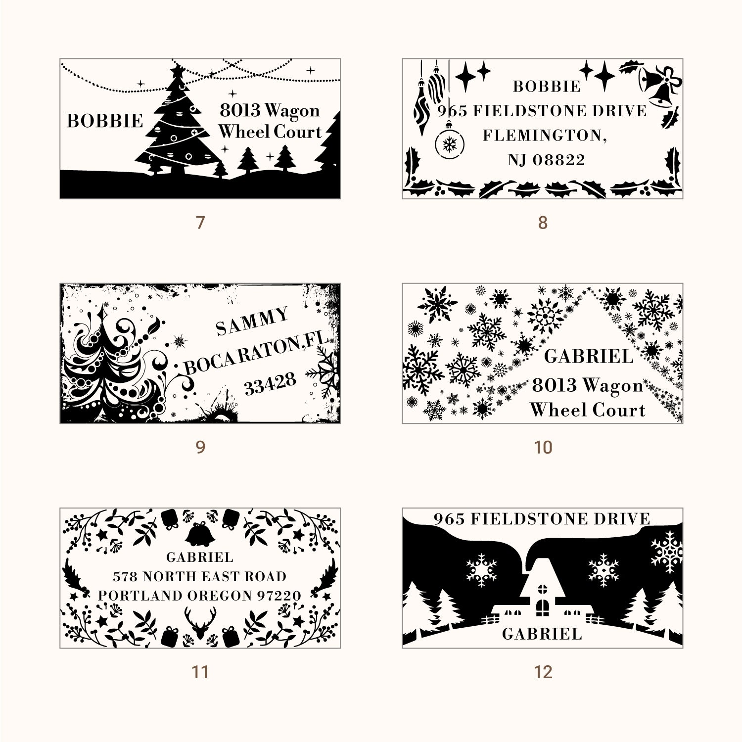 Custom Christmas Rectangle Address Rubber Stamp (27 Designs)22