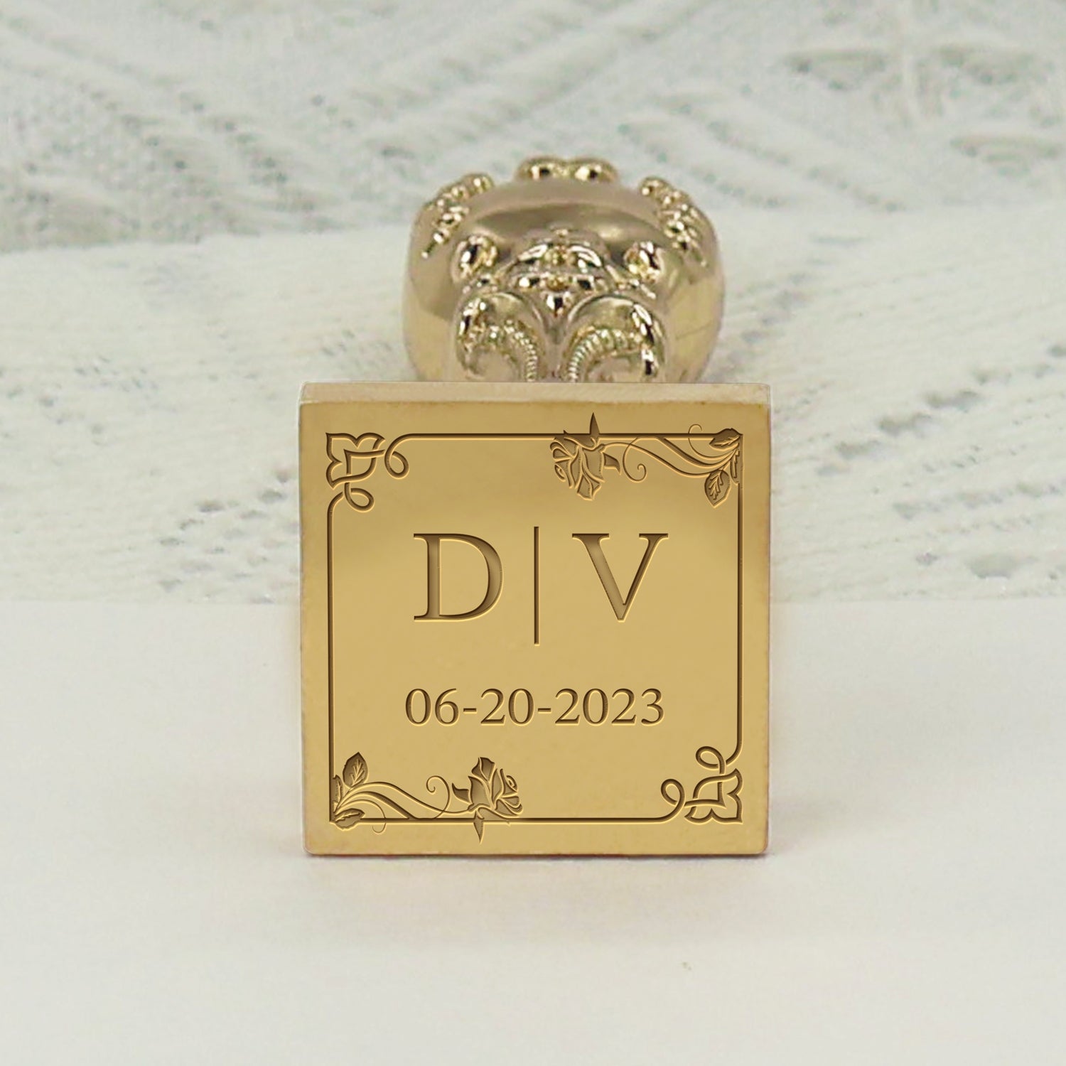 Custom Square Wedding Wax Seal Stamp - Style 10 - Stamprints2