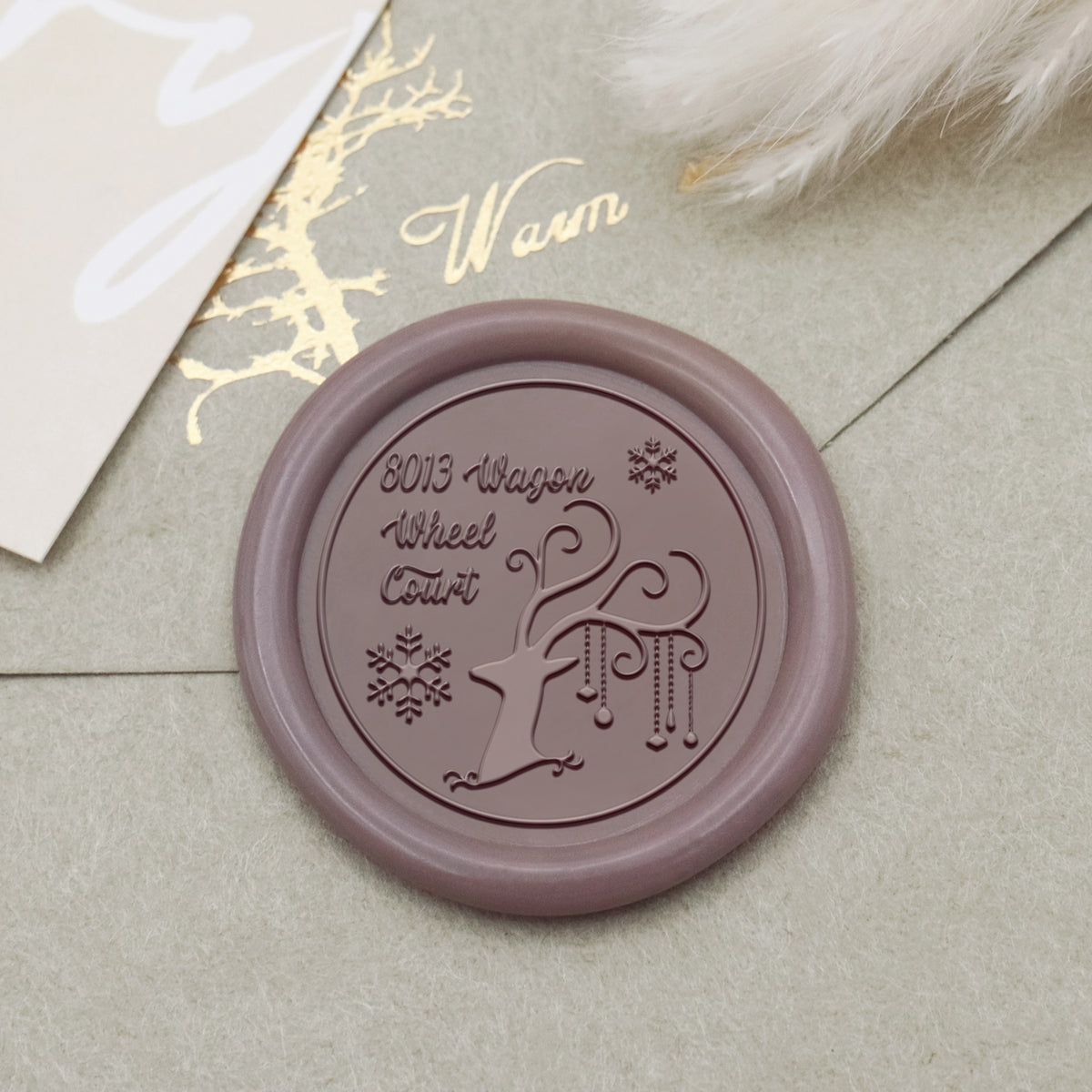 Custom Deer Antler Christmas Address Wax Seal Stamp1