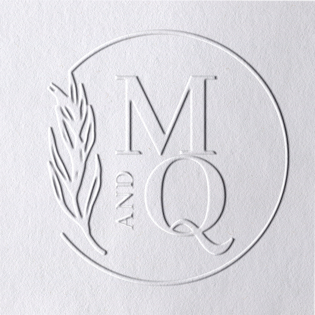 Custom Ear of Wheat Wedding Monogram Initial Embosser 9