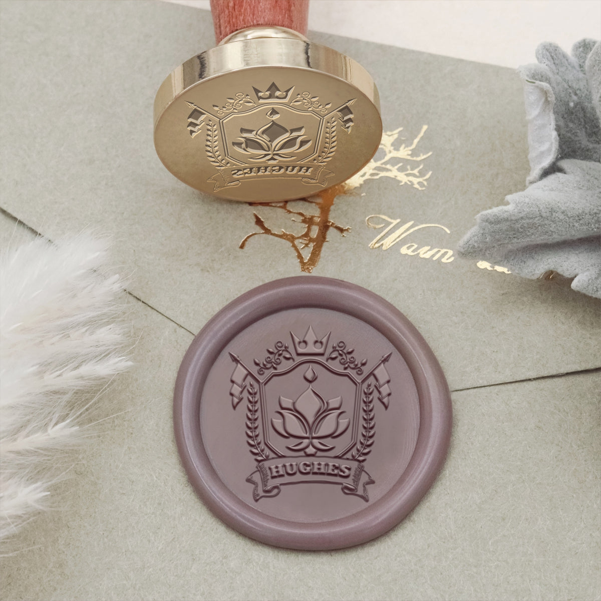 Custom Hughes Family Crest Wax Seal Stamp 1