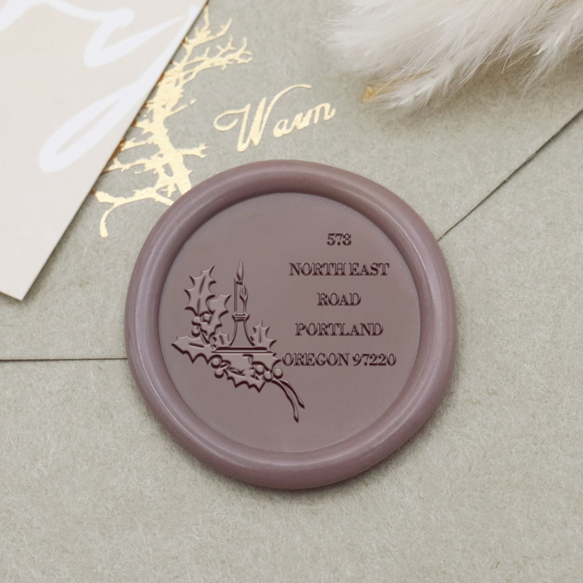 Custom Holy Leaves Christmas Address Wax Seal Stamp1