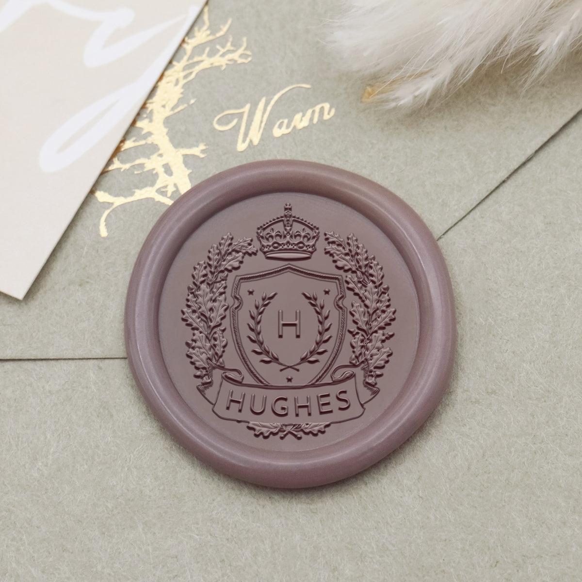 Custom Hughes Family Crown Crest Wax Seal Stamp 1