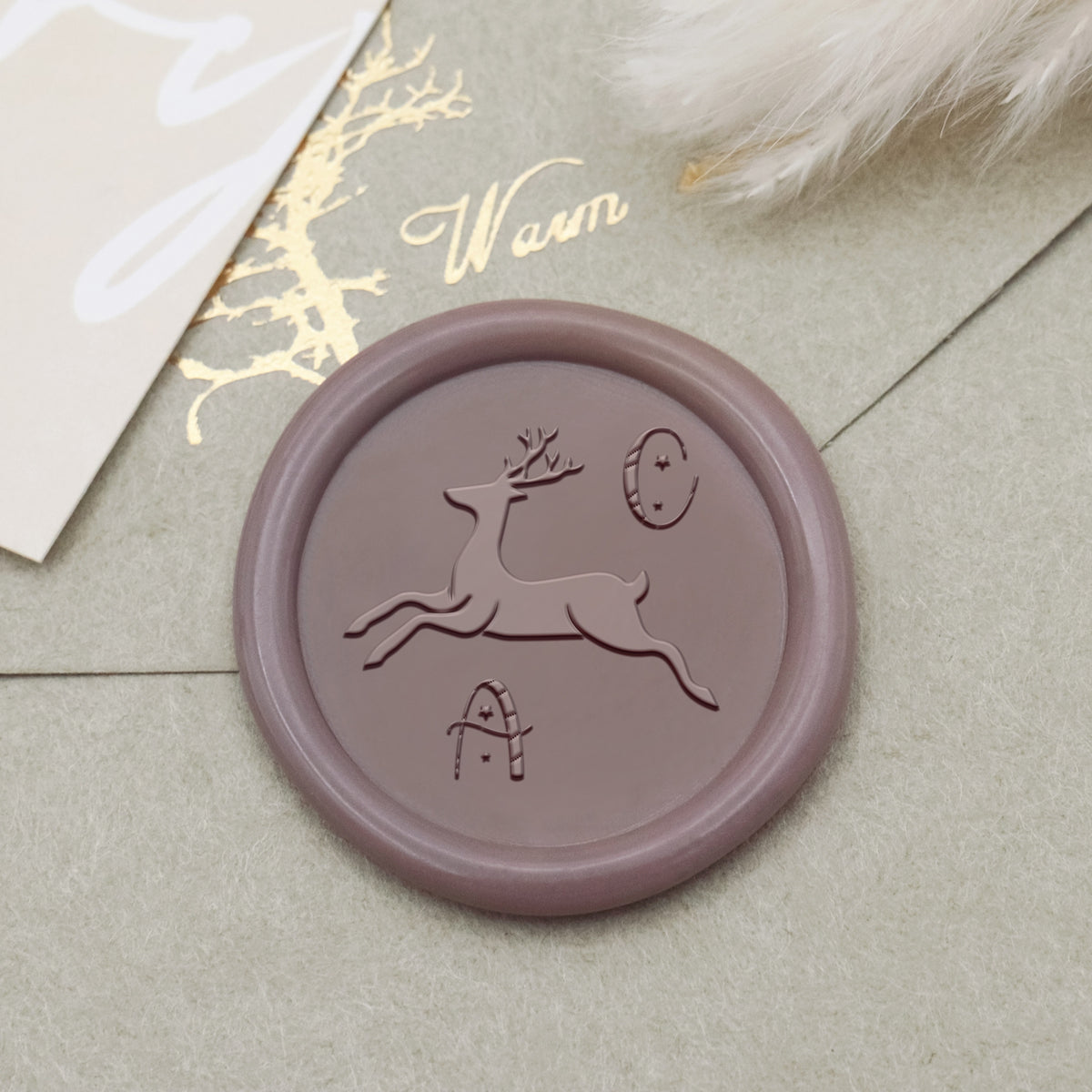 Custom Jumping Elk Christmas Name Wax Seal Stamp2