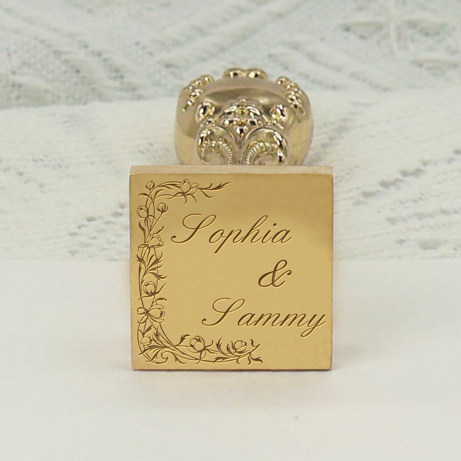 Custom Square Wedding Wax Seal Stamp - Style 2 - Stamprints2