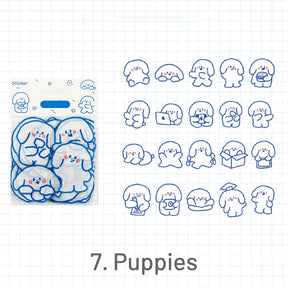 Cute Cartoon Blue Animal PET Sticker 7