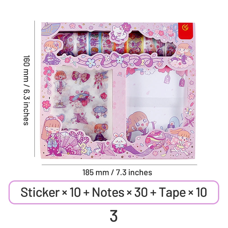 Cute Cartoon Washi Tape Note Paper Sticker Stationery Set 3