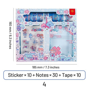 Cute Cartoon Washi Tape Note Paper Sticker Stationery Set 4