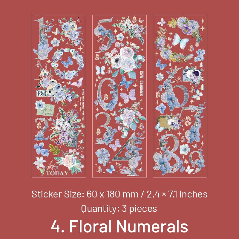 Dreamy Holographic Hot Stamping Floral PET Stickers sku-4