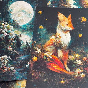 Fantasy Forest Fox Background Scrapbook Paper b2