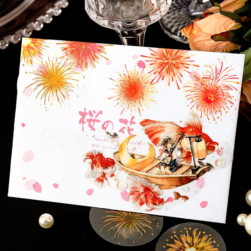 Fireworks Hot Stamping PET Stickers b