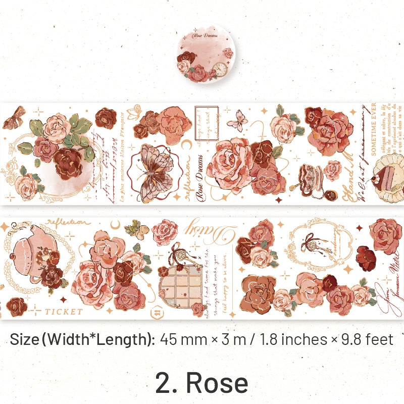 Flower Theme Botanical Foil Stamped PET Tape - Rose, Tulip sku-2