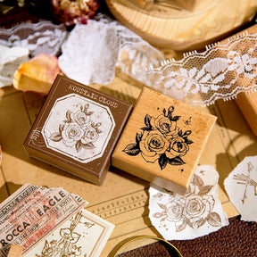 Forest Floral Series Wooden Rubber Stamp b2