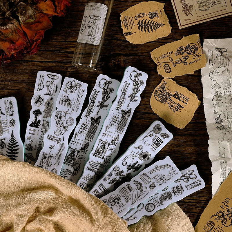 Forest Travel Notes Series Vintage Plant Foam Rubber Stamp b