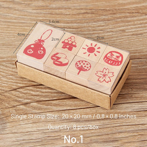 Fun Lifestyle Patterns Wooden Rubber Stamp Set sku-1