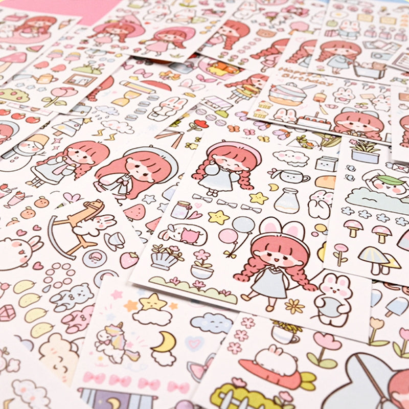 Girl Cute Cartoon Washi Sticker -People, Rabbit c4