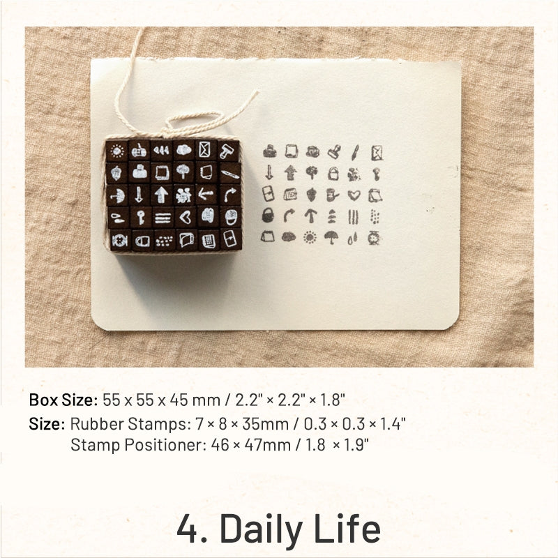 Glitter Daily Series Mini Wooden Rubber Stamp Set sku-4