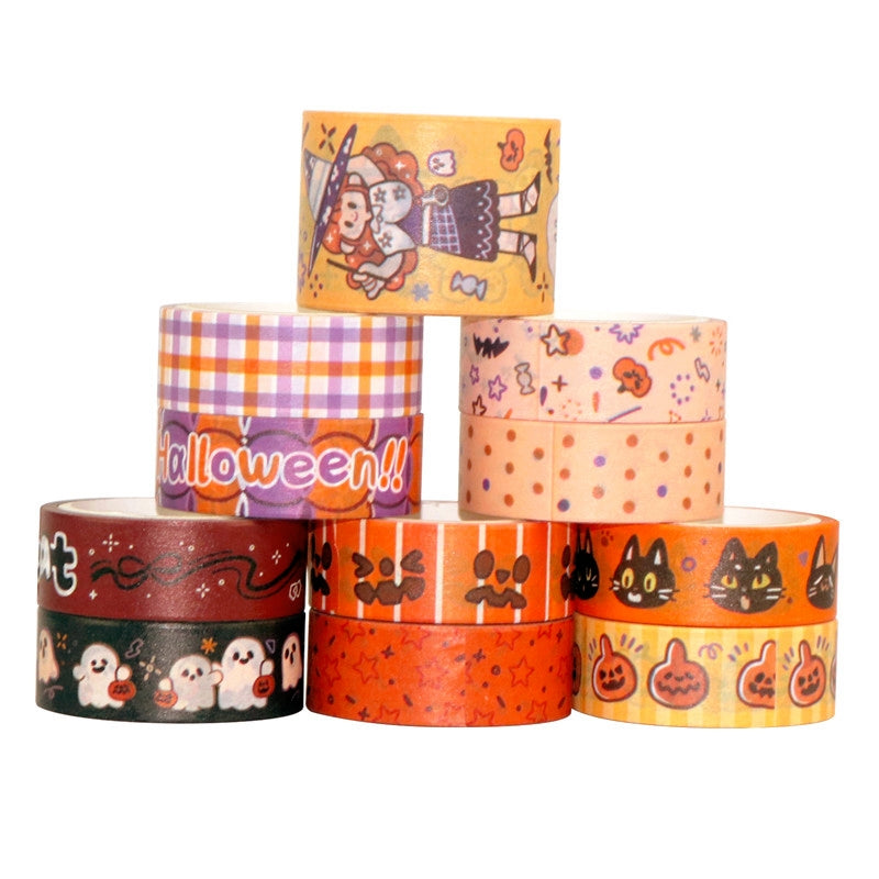 Halloween Washi Tape Set with Text Cats Witches b2