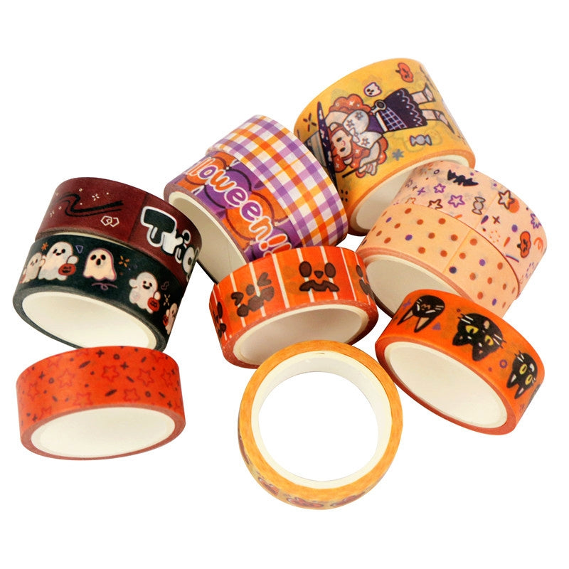 Halloween Washi Tape Set with Text Cats Witches b4