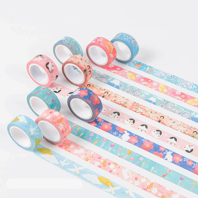 Japanese-style Washi Tape with Plants Animals Sea and Fireworks b4